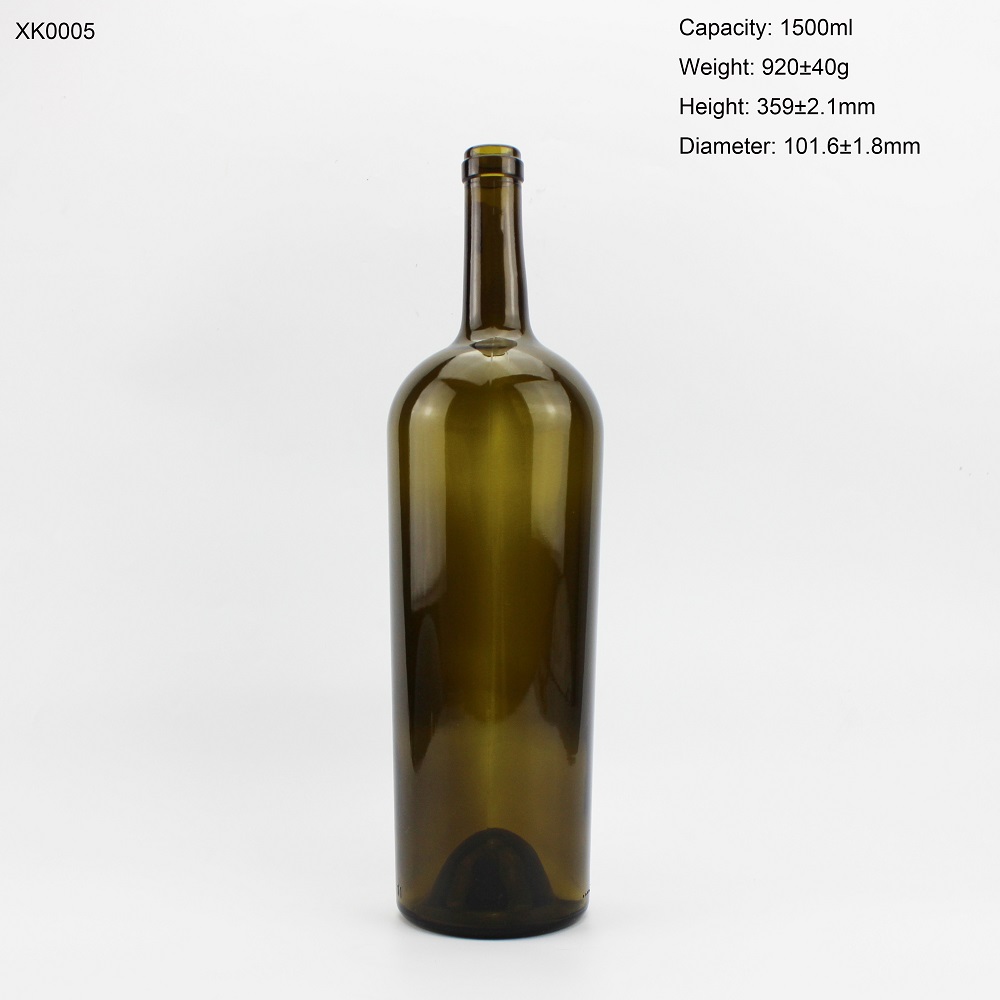 Wholesale High Capacity Dark Green Wine Bottle 1500ML